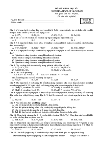 Đề kiểm tra học kì I môn Hóa học lớp 10 (cơ bản) - Mã đề thi: 10cb570