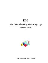 500 bài toán bất đẳng thức chọn lọc