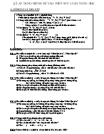 Bài tập về Áp dụng mệnh đề vào phép suy luận toán học