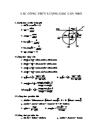 Các công thức lượng giác cần nhớ