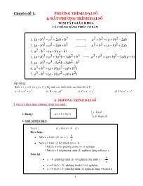 Chuyên đề Phương trình đại số & bất phương trình đại số