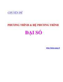 Chuyên đề Phương trình và hệ phương trình đại số