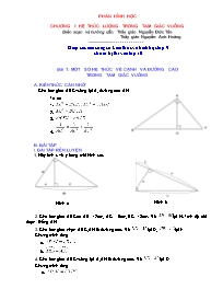 Củng cố kiến thức về hình học lớp 9: Một số hệ thức về cạnh và đường cao