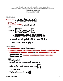 Đáp án đề thi vào lớp 10 môn Toán (chuyên) trường thpt chuyên Quang Trung Bình Phước 2011-2012