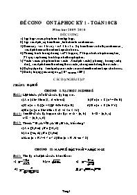 Đề cương ôn tập học kỳ 1 - Toán 10 CB