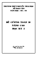 Đề cương Toán 10 nâng cao học kỳ 2