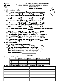 Đề kiểm tra 1 tiết – Hình 10 chuẩn chương II, III: Hệ thức lượng trong tam giác Đường thẳng