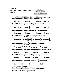 Đề Kiểm tra lớp 10 Môn Đại Số 10