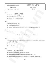 Đề ôn tập lớp 10 môn: Toán học - Lần 3