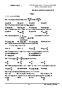 Đề thi học kì II môn: Toán học 10CB