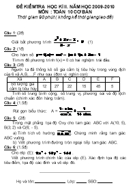 Đề thi thử Học kỳ II Toán 10 - Đề 8