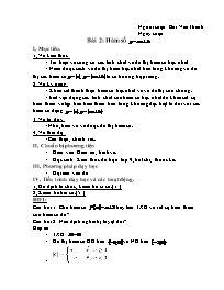 Giáo án Đại số 10 Bài 2: Hàm số y = ax + b