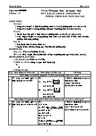 Giáo án Đại số 10 chuẩn tiết 22: Bài tập phương trình qui về phương trình bậc nhất, bậc hai