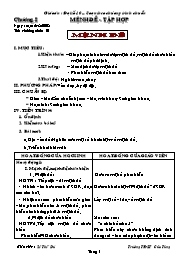 Giáo án Đại số 10 Chương 1: Mệnh đề. Tập hợp – Soạn theo chương trình chuẩn