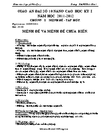 Giáo án Đại số 10 chương 1 (nâng cao)