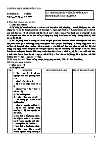 Giáo án Đại số 10 - Chương IV - Bài 5: Định lí đảo về dấu của tam thức bậc hai - Bài tập