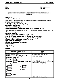 Giáo án Đại số 10 cơ bản kì 2 - Trường THPT Yên Phong số 2