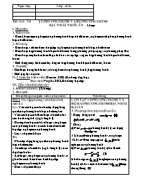 Giáo án Đại số 10 tiết 24, 25, 26: Phương trình và hệ phương trình bậc nhất nhiều ẩn