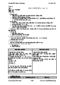 Giáo án Đại số CB 10 Bài 2: Hàm số y = ax + b