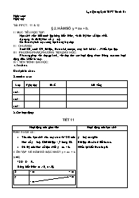 Giáo án Đại số CB lớp 10 tiết 11, 12: Hàm số y = ax + b