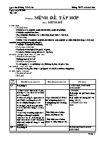 Giáo án dạy Đại số 10 cơ bản tiết 1, 2, 3: Mệnh đề