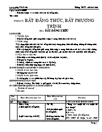 Giáo án dạy Đại số 10 cơ bản tiết 28, 29: Bất đẳng thức