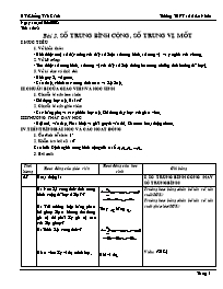 Giáo án dạy Đại số 10 cơ bản tiết 48, 49: Số trung bình cộng, số trung vị. Mốt