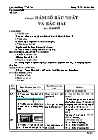 Giáo án dạy Đại số 10 cơ bản tiết 9, 10: Hàm số