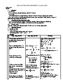 Giáo án Giải tích 12 cơ bản: Bài tập phương trình mũ và logarit