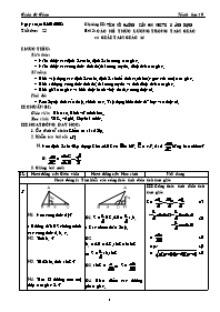 Giáo án Hình học 10 chuẩn tiết 25: Các hệ thức lượng trong tam giác và giải tam giác (tt)