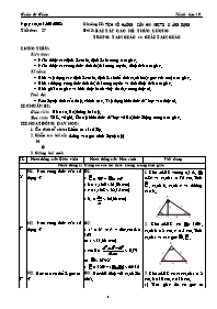 Giáo án Hình học 10 chuẩn tiết 27: Bài tập các hệ thức lượng trong tam giác và giải tam giác