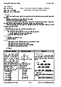 Giáo án Hình học CB 10 Chương 2 Bài 3: Các hệ thức lượng trong tam giác và giải tam giác