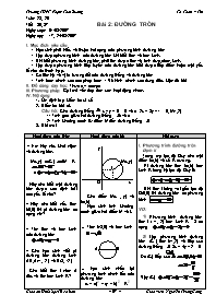 Giáo án Hình học CB 10 Chương 3 Bài 2: Đường tròn