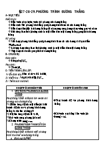 Giáo án Hình học CB lớp 10 tiết 27, 28, 29: Phương trình đường thẳng