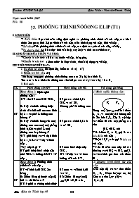 Giáo án Hình học cơ bản 10 tiết 38: Phương trình đường elip (t1)