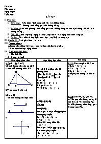 Giáo án môn Hình 10 nâng cao tiết 31: Bài tậ