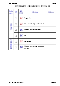 Giáo án Toán 10 tăng cường tuần 11