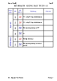 Giáo án Toán 10 tăng cường tuần 12