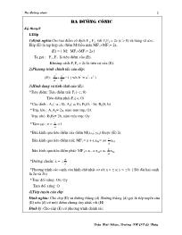 Hình học 10 nâng cao  - Ba đường cônic