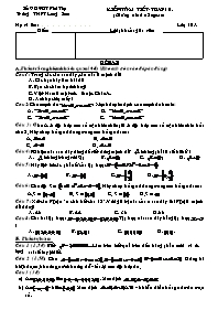 Kiểm tra 1 tiết Toán 10 (chương trình nâng cao) - Đề 1