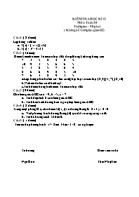 Kiểm tra học kì II Lớp 10 - Môn: Toán - Đề 9