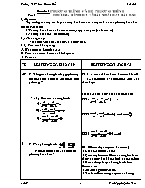 Toán 10 NC Chủ đề 2: Phương trình và hệ phương trình - Tiết 3: Phương trình quy về bậc nhất hay bậc hai