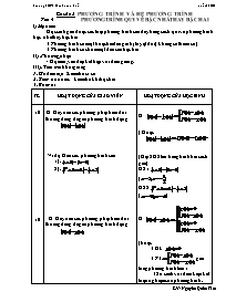 Toán 10 NC Chủ đề 2: Phương trình và hệ phương trình - Tiết 4: Phương trình quy về bậc nhất hay bậc hai