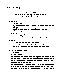 Giáo án bài giảng chủ đề: Phương trình qui về