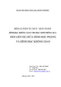 Sáng kiến kinh nghiệm Rèn luyện tư duy giải toán hình học không gian thông qua môi liên hệ giữa hình học phẳng và hình học không gian