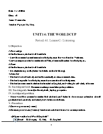 Giáo án English 10 - Unit 14: The world cup -